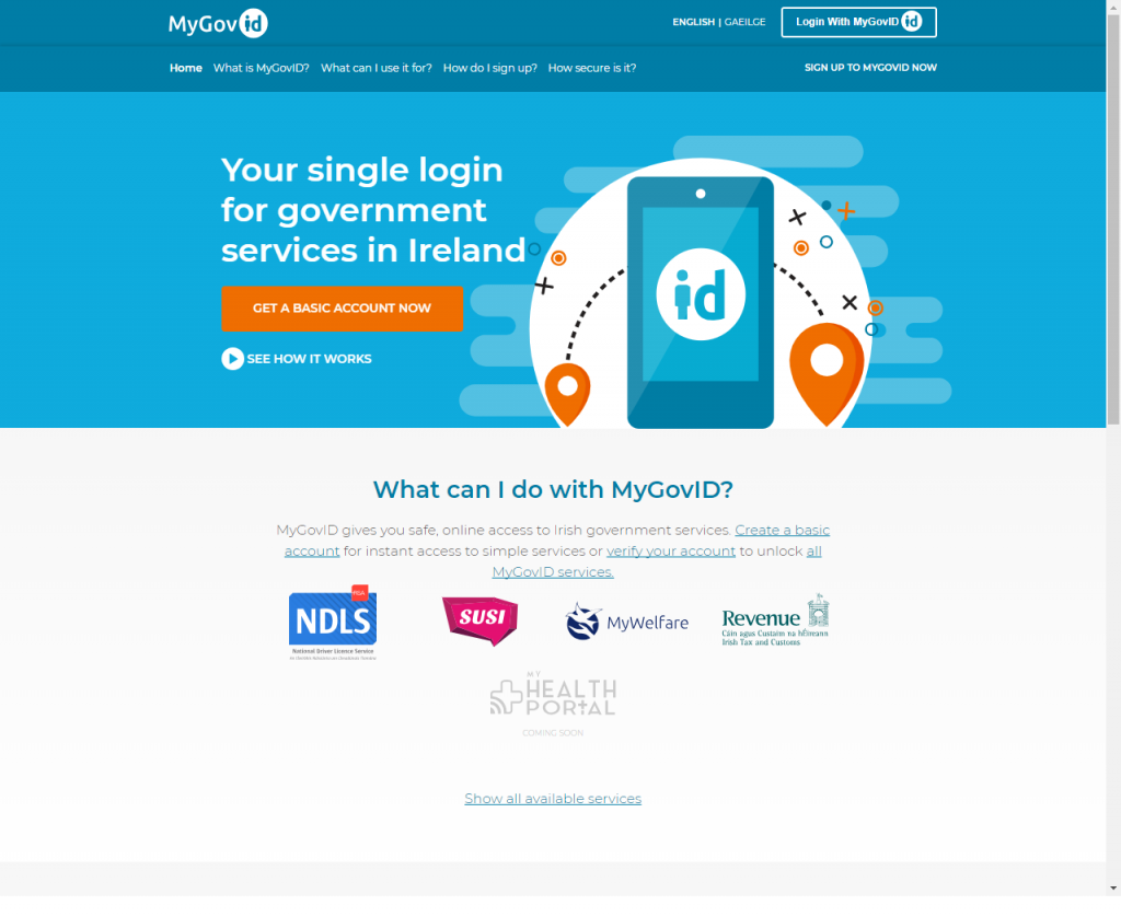 MyGovID - Single Login for Government Services in Ireland. 