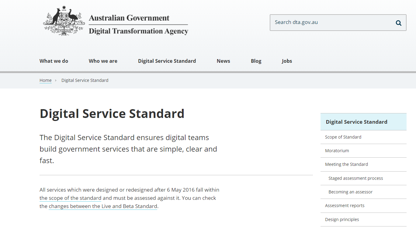 Australia Digital Service Standard - Observatory of Public Sector ...